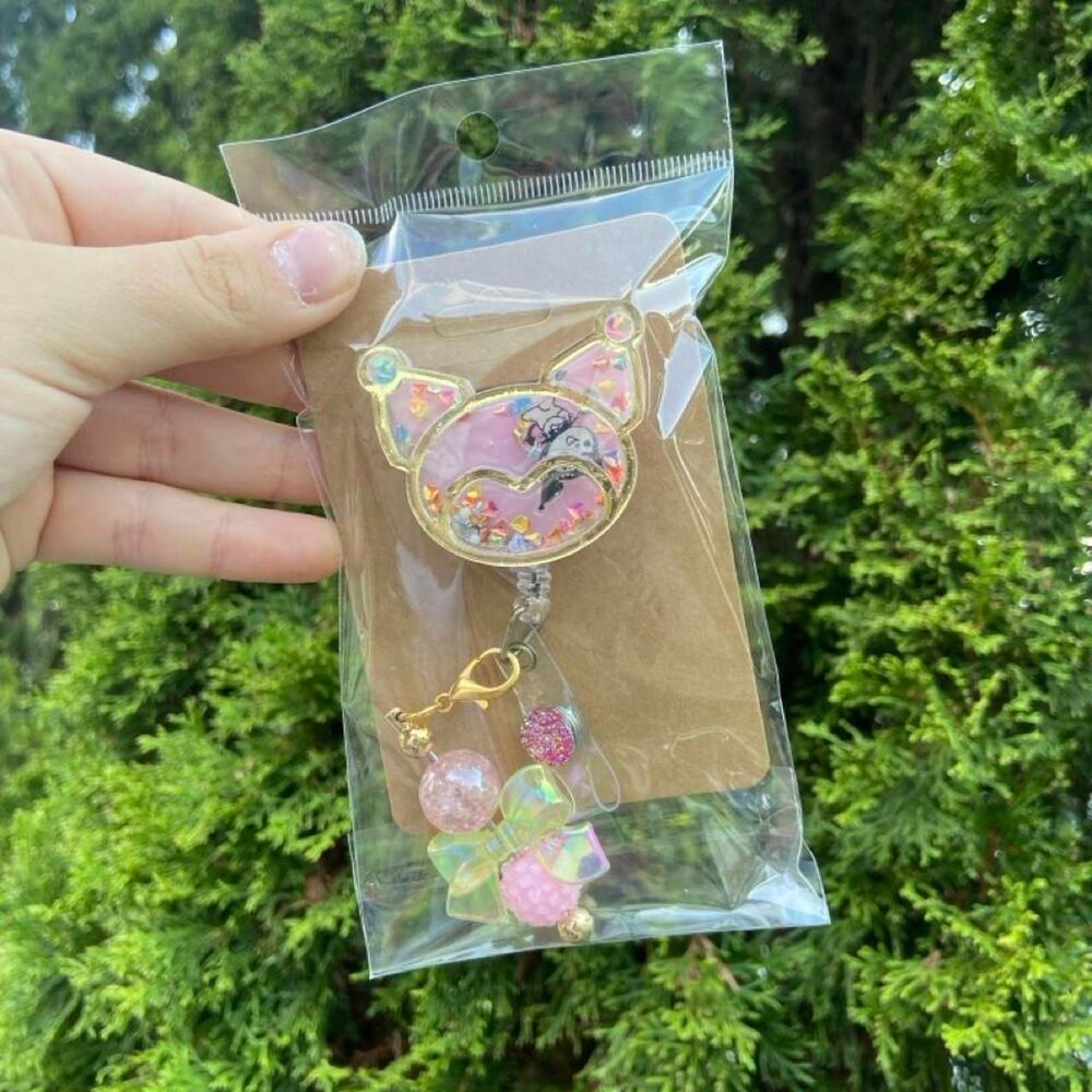 Kuromi Shaker Badge Reel